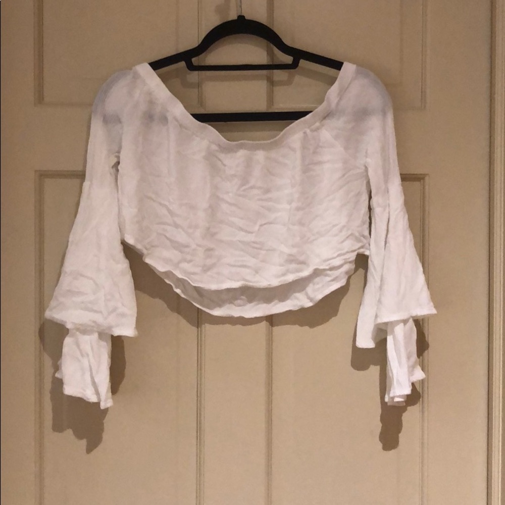 HOST PICK Tobi White Off The Shoulder Crop Top - Picture 3 of 4